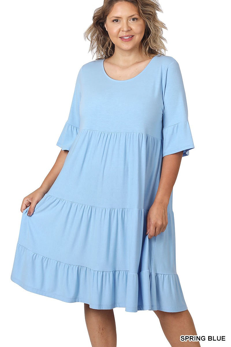 Claire Dress in Spring Blue- Misses and Plus (S-3X)
