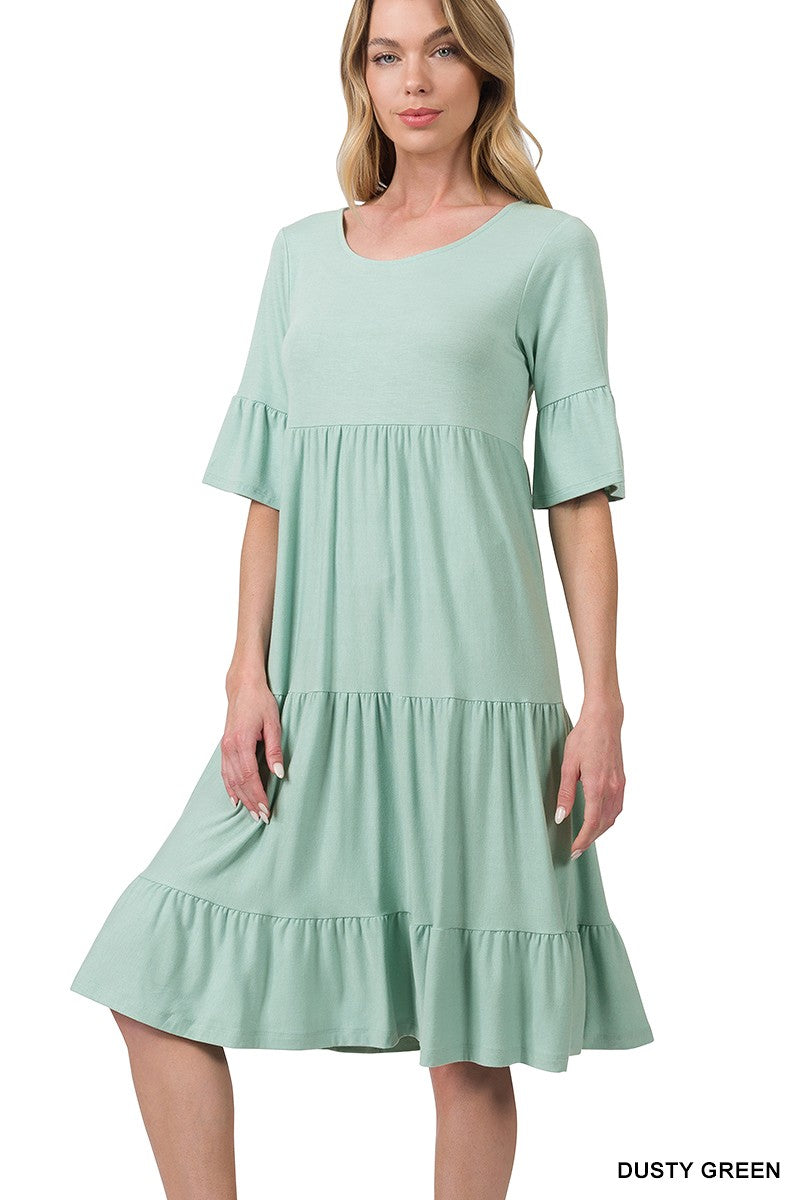Claire Dress in Dusty Green- Misses and Plus (S-3X)