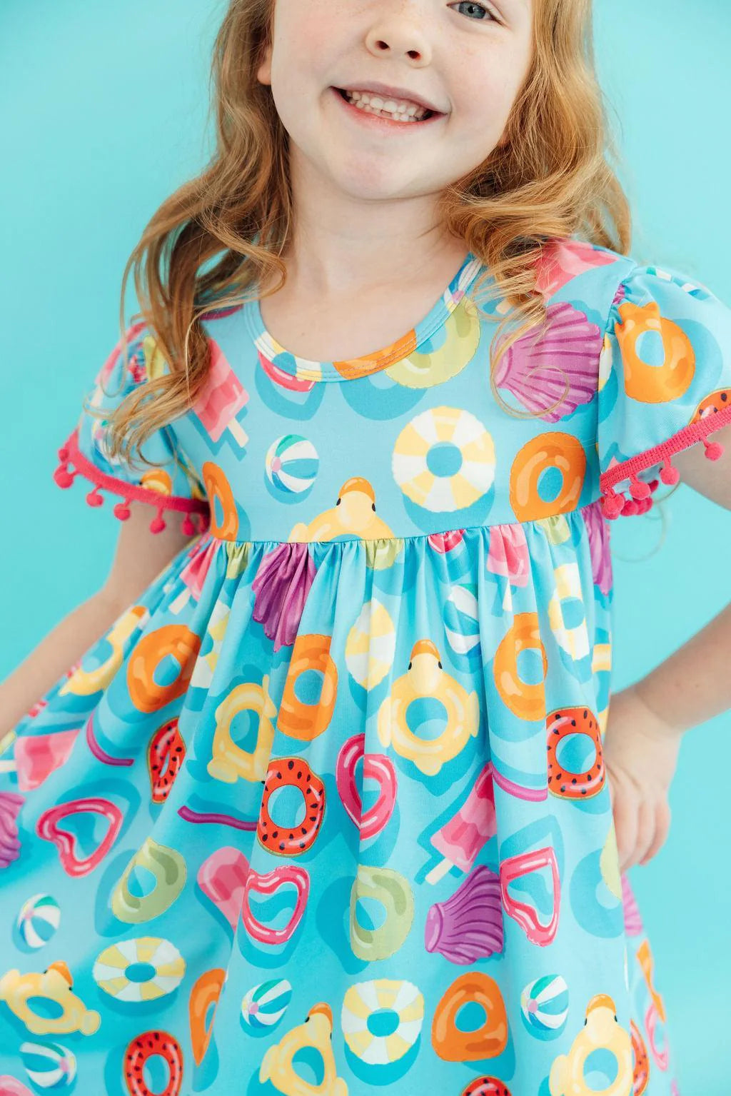 Pom Pom Dress in Fun Floaties- Infant/Girls/Tween (12/24M-4T,7/8) Fun Floaties / 2T