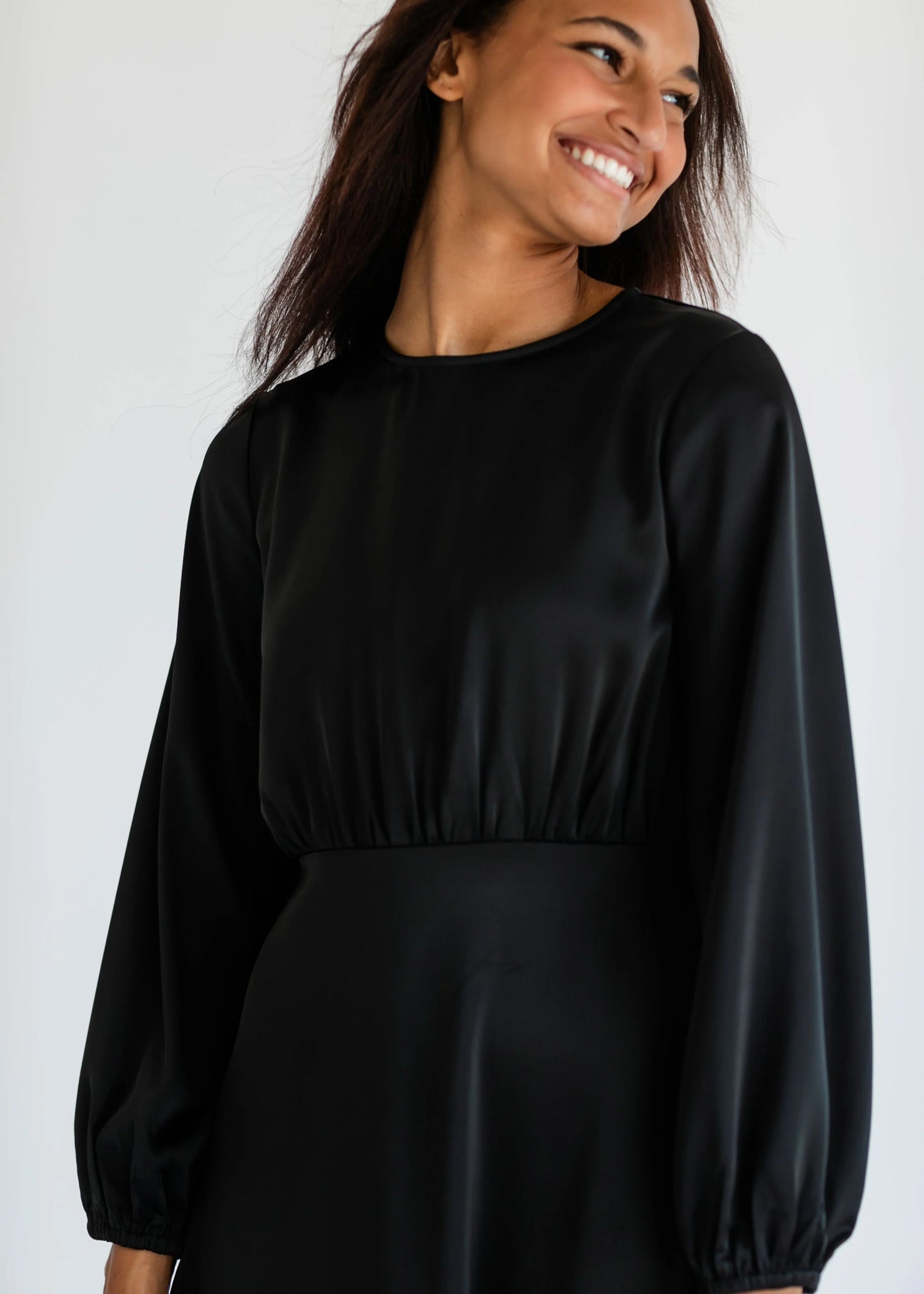 Muriel Satin Maxi Dress in Black- Misses and Plus (XS-2X)