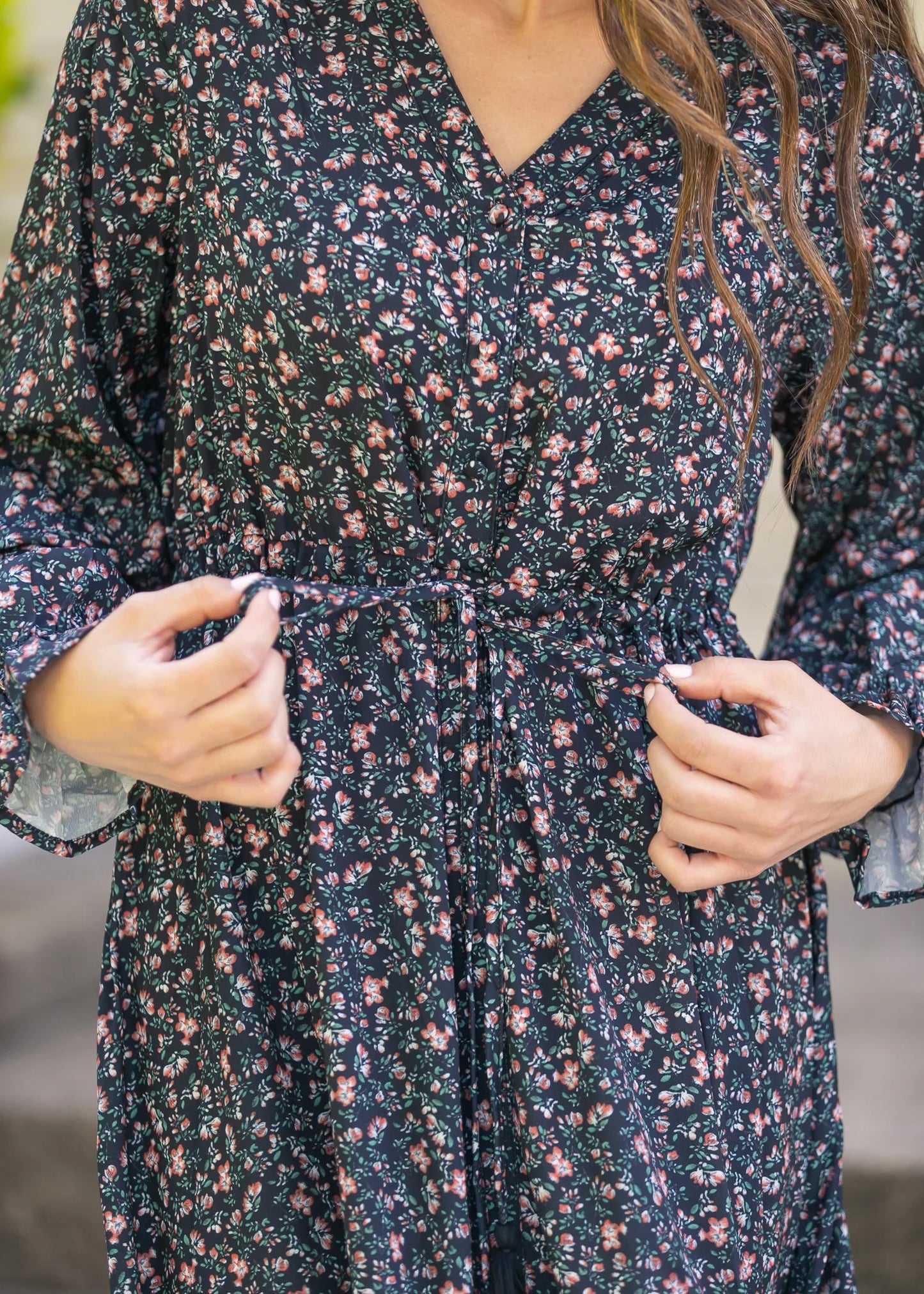 Evangeline Floral Maxi Dress in Black Floral- Misses (XS-XL)