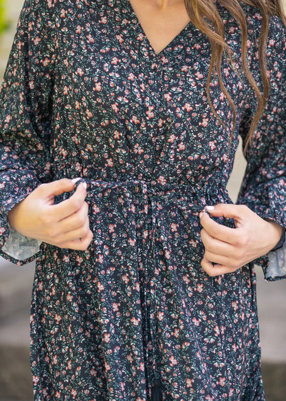 Evangeline Floral Maxi Dress in Black Floral- Misses (XS-XL)