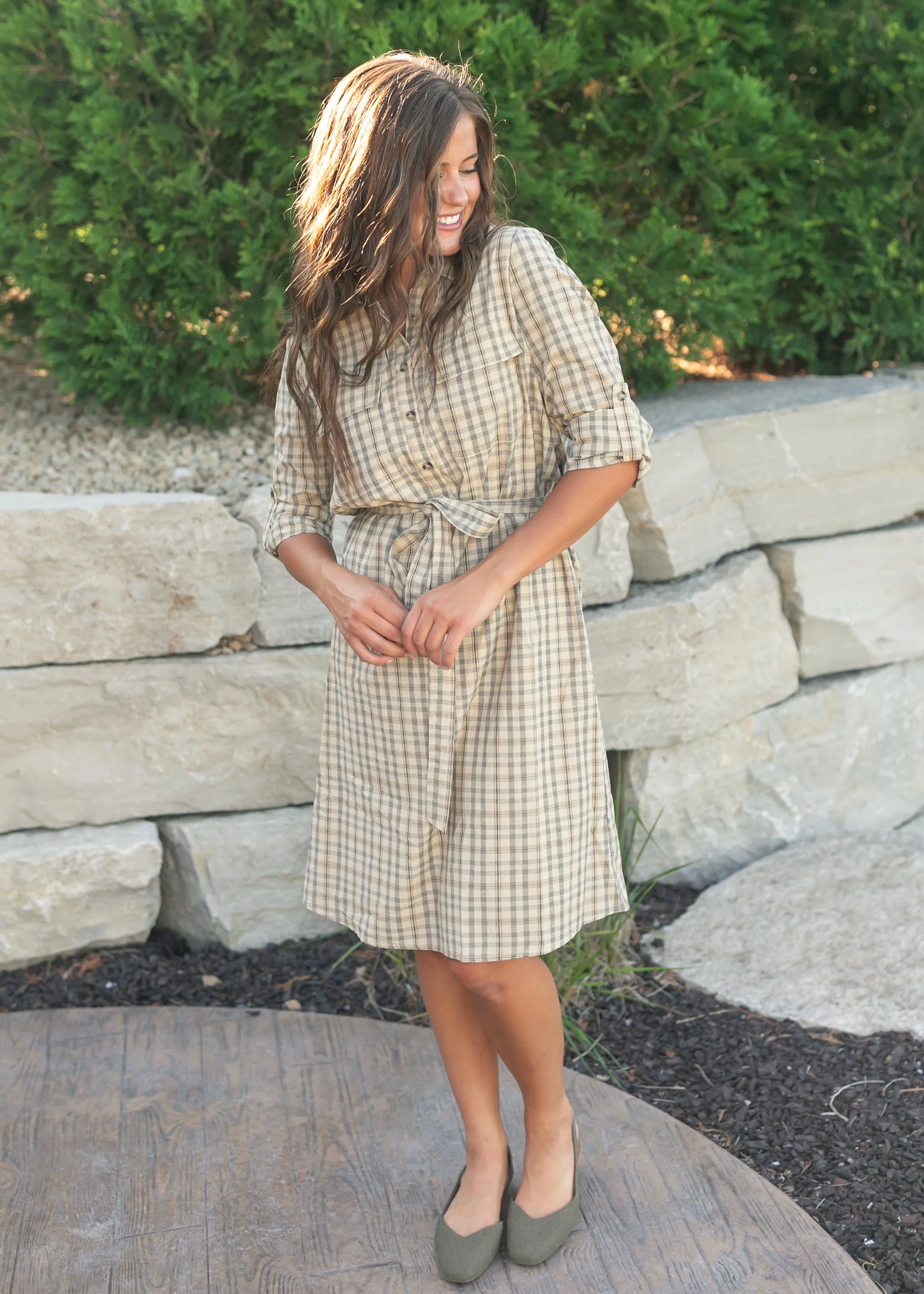 Kimberly Shirt Dress in Brown- Misses (XS-L) Brown / S Kimberly Shirt Dress in Brown- Misses (XS-L) Brown / S