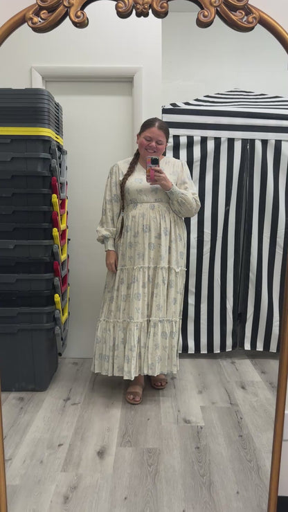 Jacey Dress in Heirloom Blue- Misses and Plus (XS,S,XL-4X)