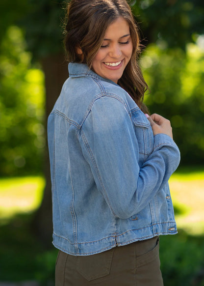 Shea Lightweight Denim Jacket in Denim- Misses and Plus (XS-1X,3X)