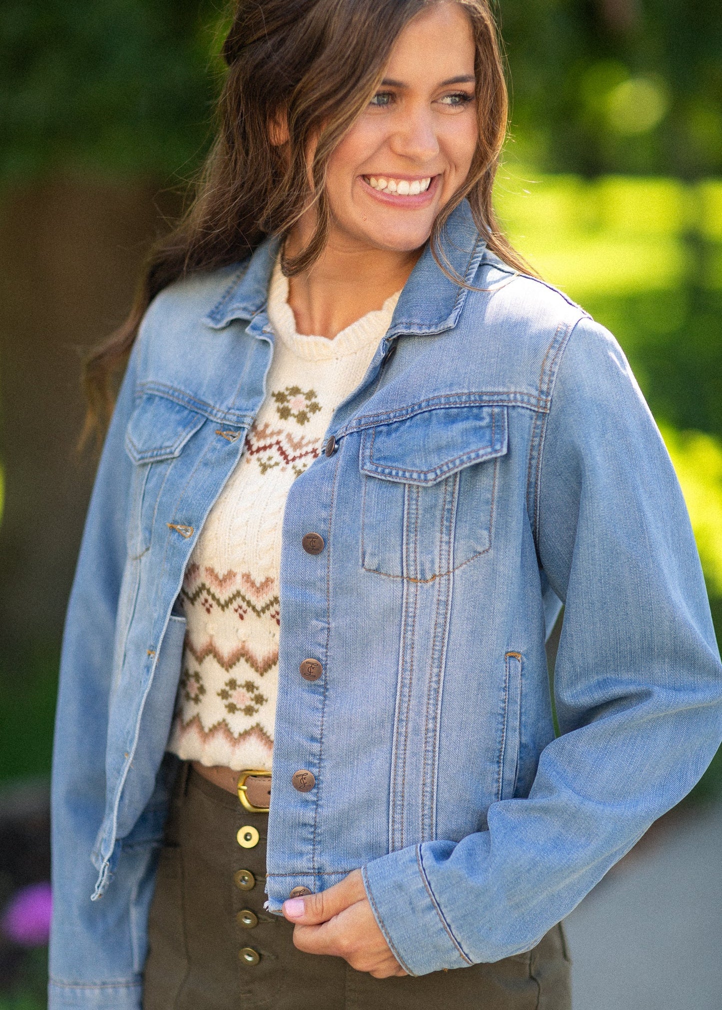 Shea Lightweight Denim Jacket in Denim- Misses and Plus (XS-1X,3X)