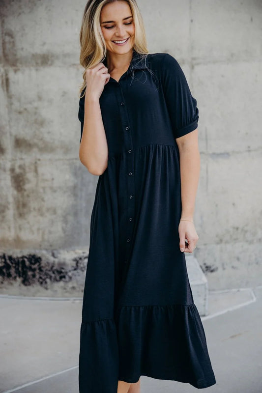 Leo Dress in Black- Misses, Plus and Extended Plus (S-M, 2X-4X)