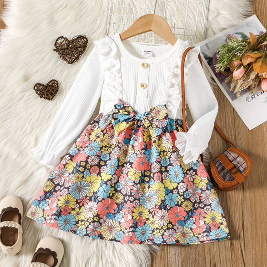 Glorie Dress in White/Floral- Girls