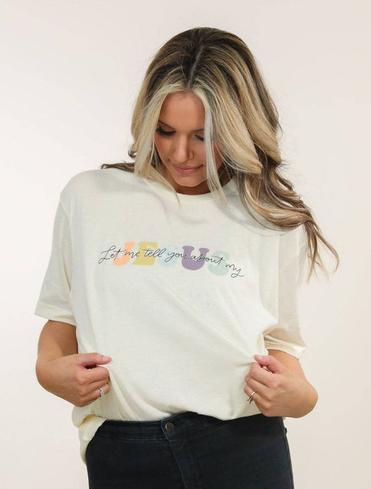 About My Jesus Graphic Tee in Cream- Misses and Plus (S-2X)