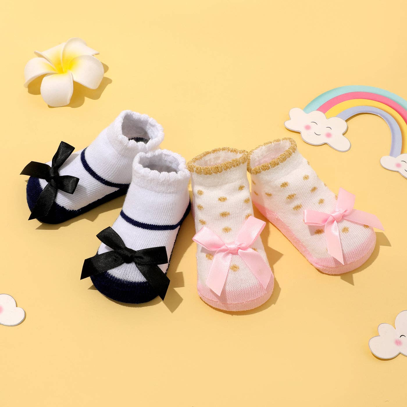 Infant Bow Socks in Black- Infants