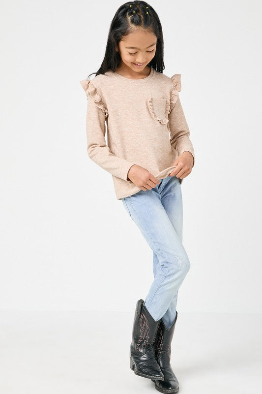 Polly Top in Oatmeal- Tween