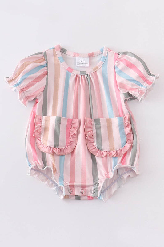 Payton Romper in Pink Stripe- Infants
