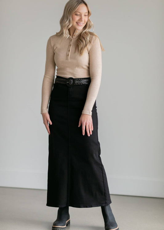 Faith Maxi Denim Skirt in Black- Misses (4)