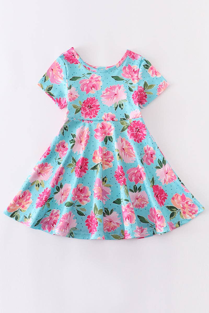 Mint Floral Twirl Dress- Girls