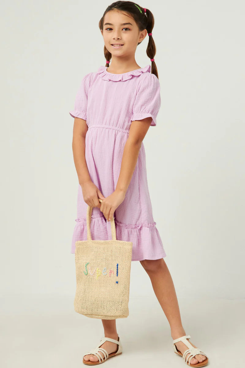Image of Fashion plate with batiste apron for 8 to 9-year-old girls,