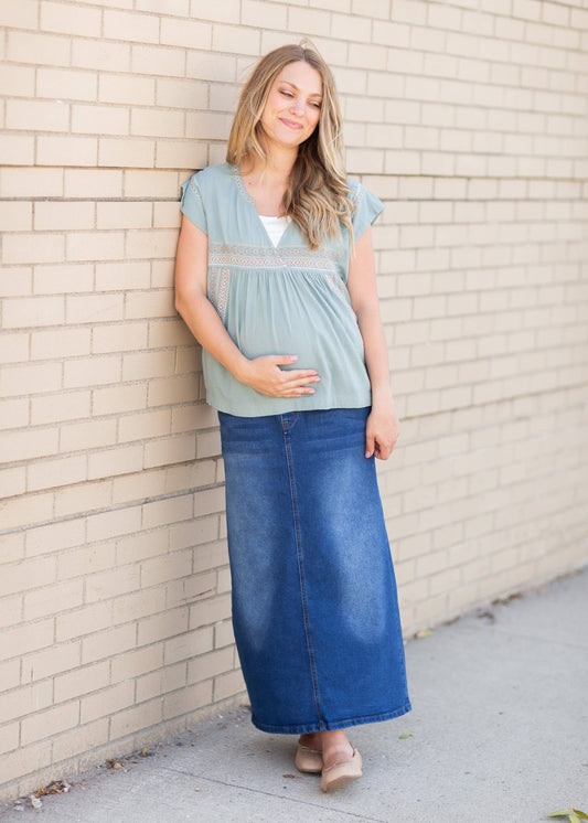 Reece Maternity Long Denim Skirt- Misses (Size 10)