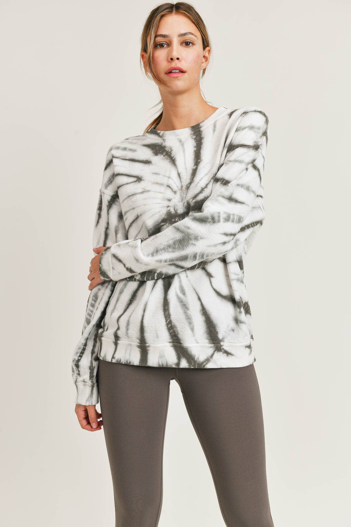 Swirl Tie-Dye Pullover in Moon Mist- Misses and Plus (S-3X)