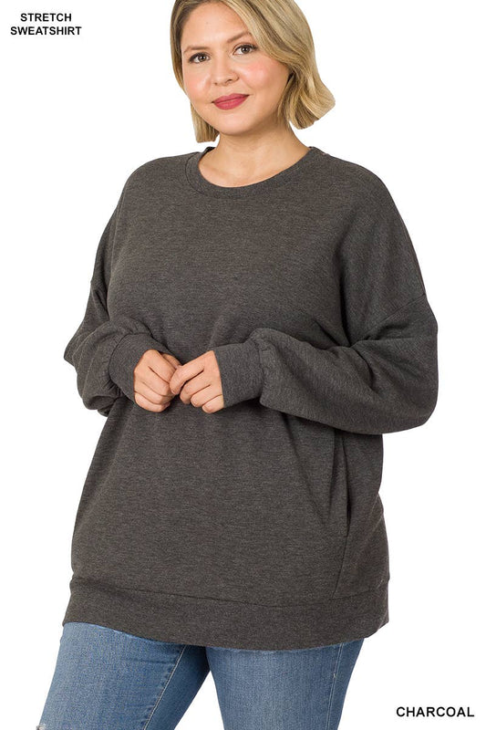 Chill at Home Sweatshirt in Charcoal- Plus (1X-3X)