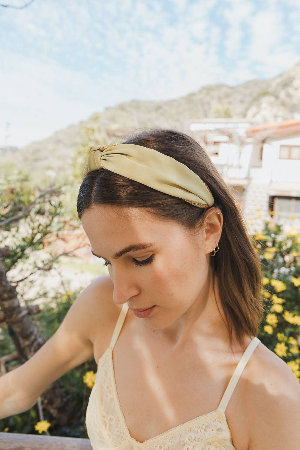 Basic Woven Top Knot Headband in Sage