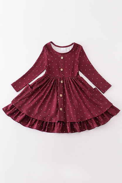 Marnie Dress in Maroon- Girls (2-7)