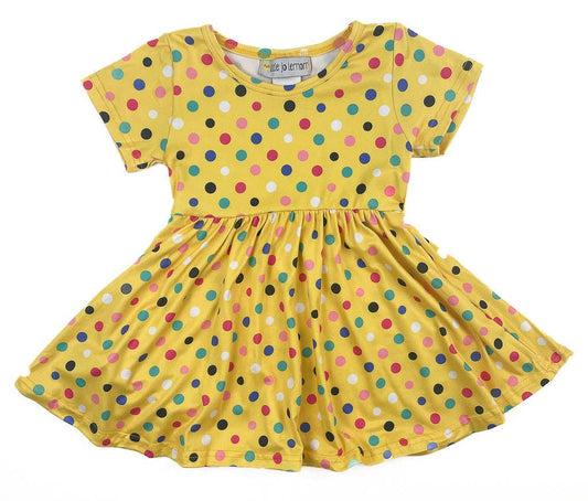 Happy Dots Twirly Dress in Yellow- Girls (2T