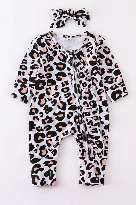 Lucille Baby Romper in Leopard- Infants