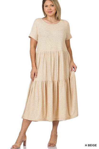 Lulu Dress in Heather Beige- Misses and Plus (S-3X)