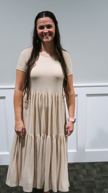 Lulu Dress in Heather Beige- Misses and Plus (S-3X)