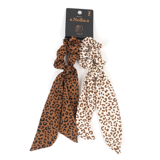 Cheetah Ribbon Hair Tie in Brown/Beige