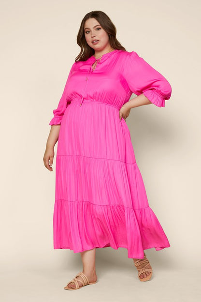 Kelli Dress in Hot Pink- Plus (1X-3X)