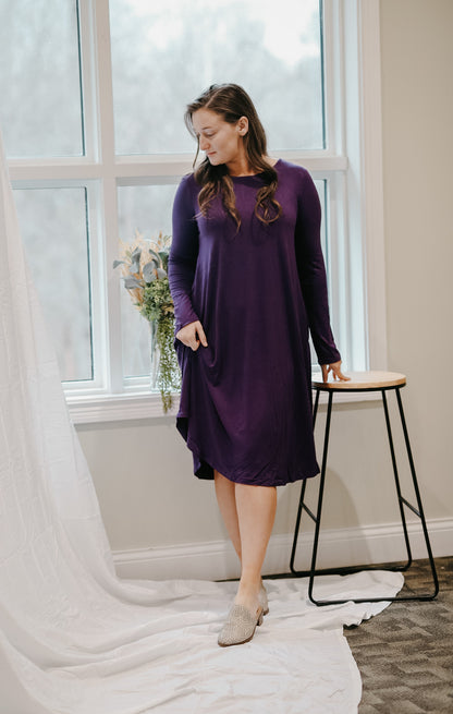 Elise Dress in Dark Purple- Misses (S-XL)